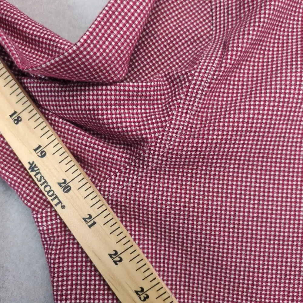 Banana Republic Red Check Men's Dress Shirt M 33-34 15.5‎ Neck Non-Iron Slim Fit
